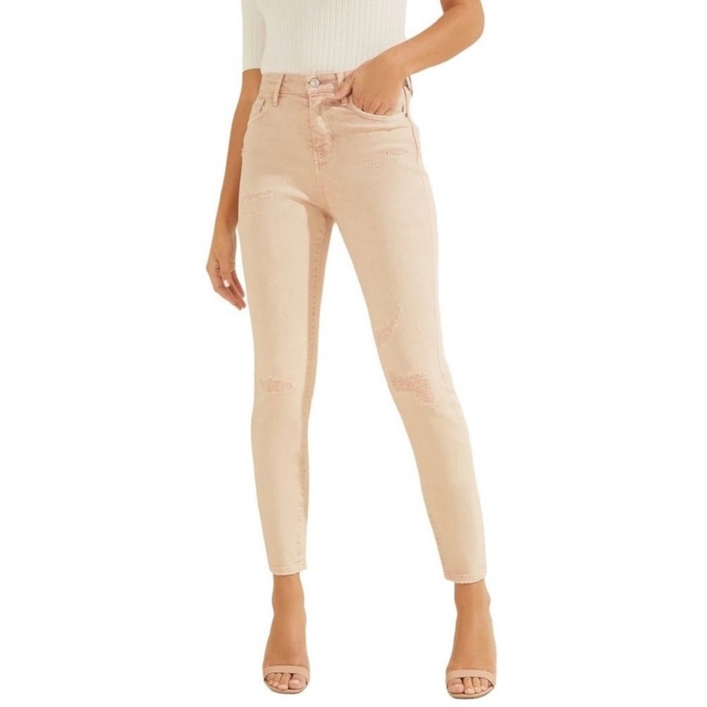 GUESS Super-High Rise Ultimate Skinny Jeans in Pink - Size 28